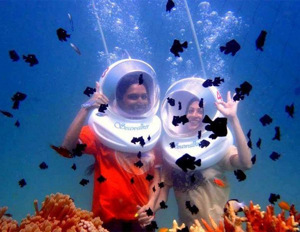 Sea walk couple at Andaman