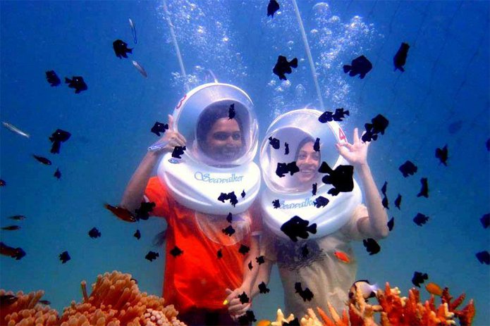 Sea walk couple at Andaman